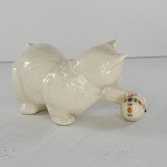 Lenox China Jewels Collection Cat Kitten Playing With Ball Figurine - Picture 4 of 8